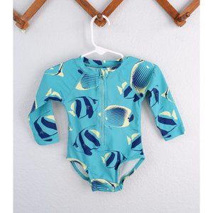 Tea Collection Fish Pattern Rashguard Swimsuit, size 6-9 months
